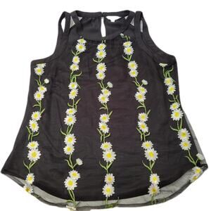 Candies Embroidered Daisy Mesh Strappy Tank Top size Medium